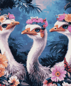 Ostrich Trio Bird Diamond Painting