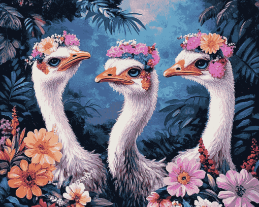 Ostrich Trio Bird Diamond Painting