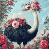 Ostrich and Flora Diamond Painting