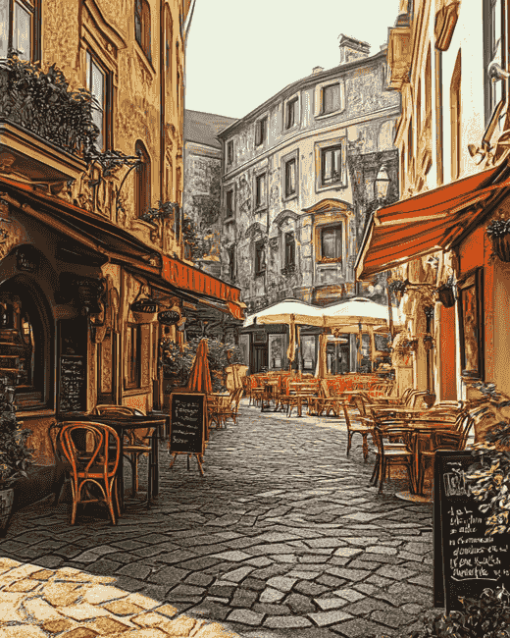 Outdoor Cafe Streets Diamond Painting