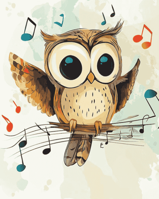 Owl Music Lovers Diamond Painting