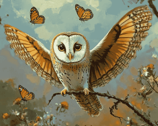 Owls and Butterflies Diamond Painting