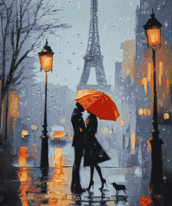 Paris Romance in the Rain Diamond Painting