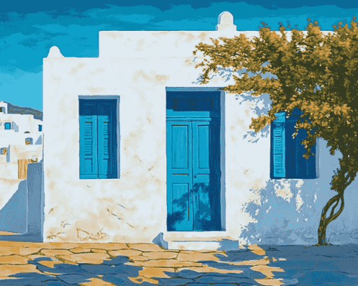 Paros Greece Cityscape Diamond Painting