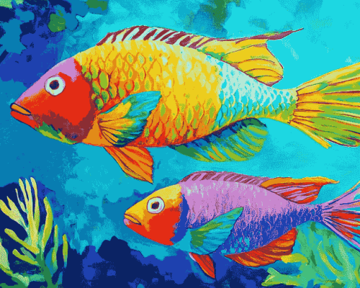 Parrot Fish Diamond Painting Art