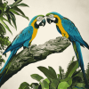 Parrots in Tropical Green Diamond Painting