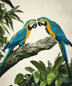 Parrots in Tropical Green Diamond Painting