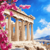 Parthenon Greece Flowers Diamond Painting