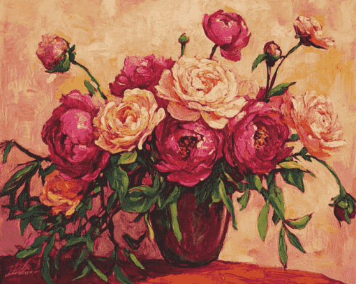 Peonies and Ranunculus Blossoms Diamond Painting