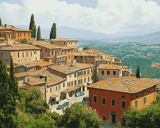 Perugia Buildings Diamond Painting