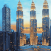 Petronas Twin Towers Cityscape Diamond Painting