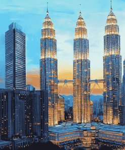 Petronas Twin Towers Cityscape Diamond Painting