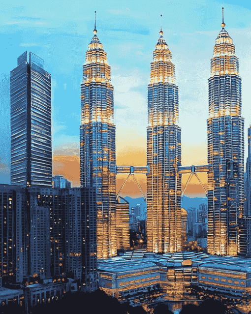 Petronas Twin Towers Cityscape Diamond Painting