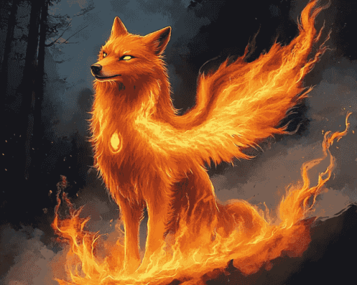 Phoenix Wolf Fantasy Diamond Painting