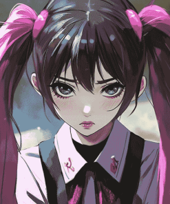 Pigtails Anime Girl Diamond Painting