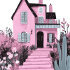 Pink Animated House Diamond Painting