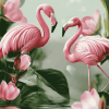 Pink Flamingo Blossoms Diamond Painting