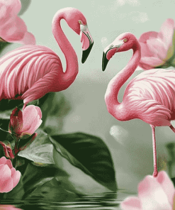 Pink Flamingo Blossoms Diamond Painting