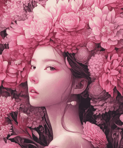 Pink Floral Fantasy Lady Diamond Painting