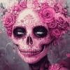 Pink Floral Skull Fantasy Diamond Painting