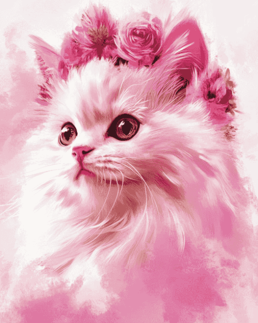 Pink Kitty Diamond Painting