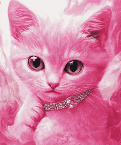 Pink Kitty Diamond Painting