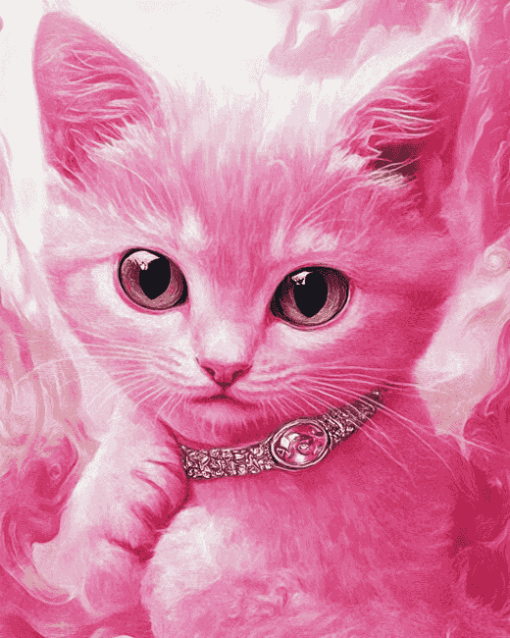 Pink Kitty Diamond Painting