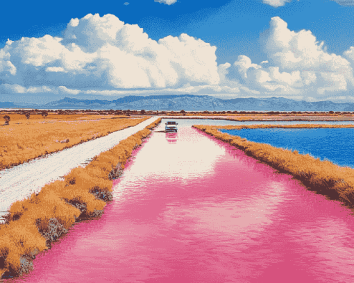 Pink Lakes of Australia Diamond Painting