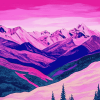 Pink Mountain Landscapes Diamond Painting