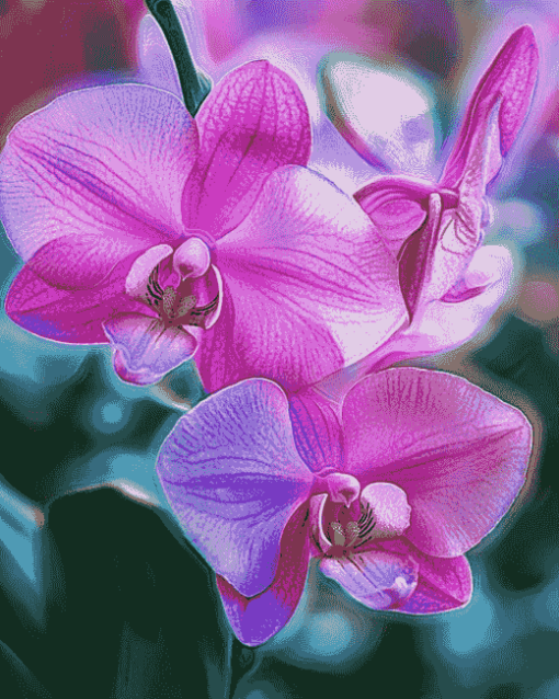 Pink Orchid Blossoms Diamond Painting