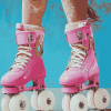 Pink Rollerblades Women Diamond Painting