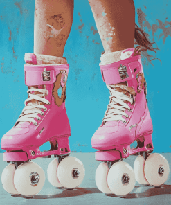 Pink Rollerblades Women Diamond Painting