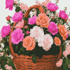 Pink Roses Basket Diamond Painting