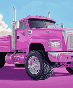 Pink Truck Engines Diamond Painting