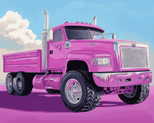 Pink Truck Engines Diamond Painting