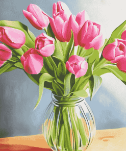 Pink Tulip Blossoms Diamond Painting