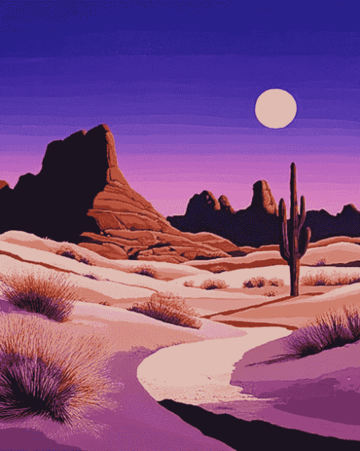 Pink Western Desert Landscape Diamond Painting