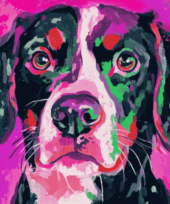 Pink and Black Puppy Diamond Painting