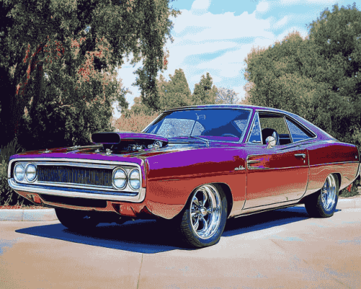 Plum Crazy Plymouth Roadrunner Diamond Painting