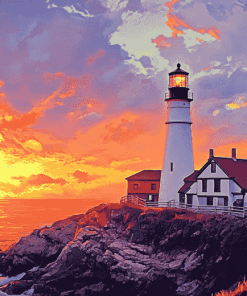 Portland Lighthouse Landscape Diamond Painting