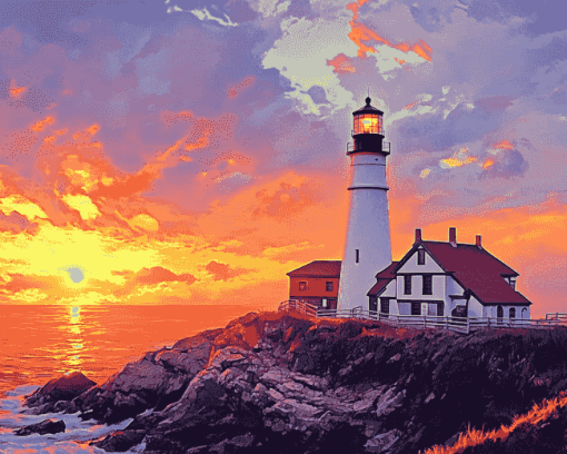 Portland Lighthouse Landscape Diamond Painting