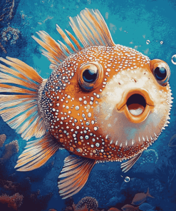 Puffer Fish Diamond Painting with Koi Carps