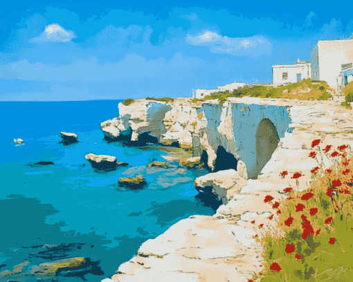 Puglia Seaside Scenery Diamond Painting