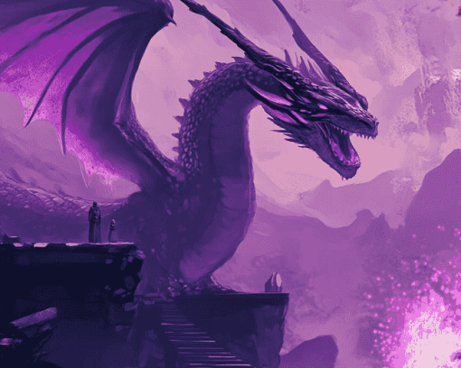 Purple Anime Dragon Fantasy Diamond Painting