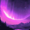 Purple Aurora Fantasy Landscape Diamond Painting