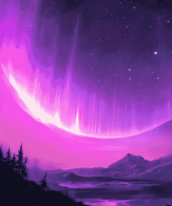 Purple Aurora Fantasy Landscape Diamond Painting