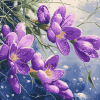 Purple Blossoms in Snow Diamond Painting