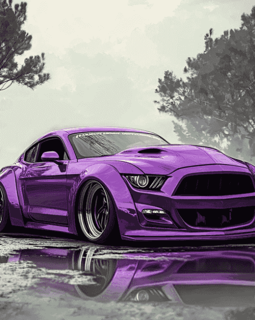 Purple Car Engines Diamond Painting