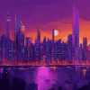 Purple City Skyline Diamond Painting