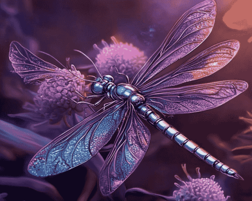 Purple Dragonfly Blue Insect Diamond Painting